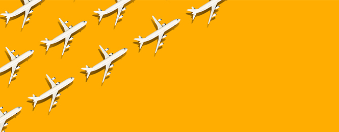 White Airplanes in Front of Orange Background